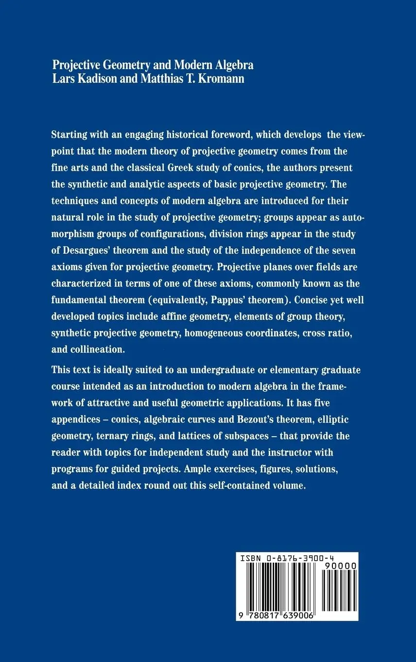 Rückseite: 9780817639006 | Projective Geometry and Modern Algebra | Matthias T. Kromann (u. a.)