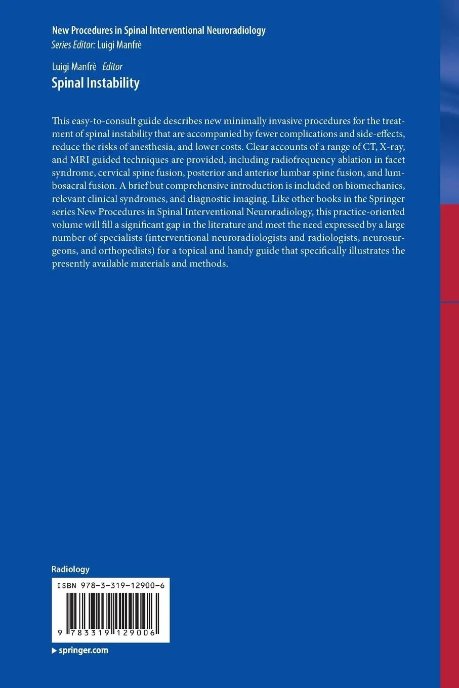 Rückseite: 9783319129006 | Spinal Instability | Luigi Manfrè | Taschenbuch | xiii | Englisch