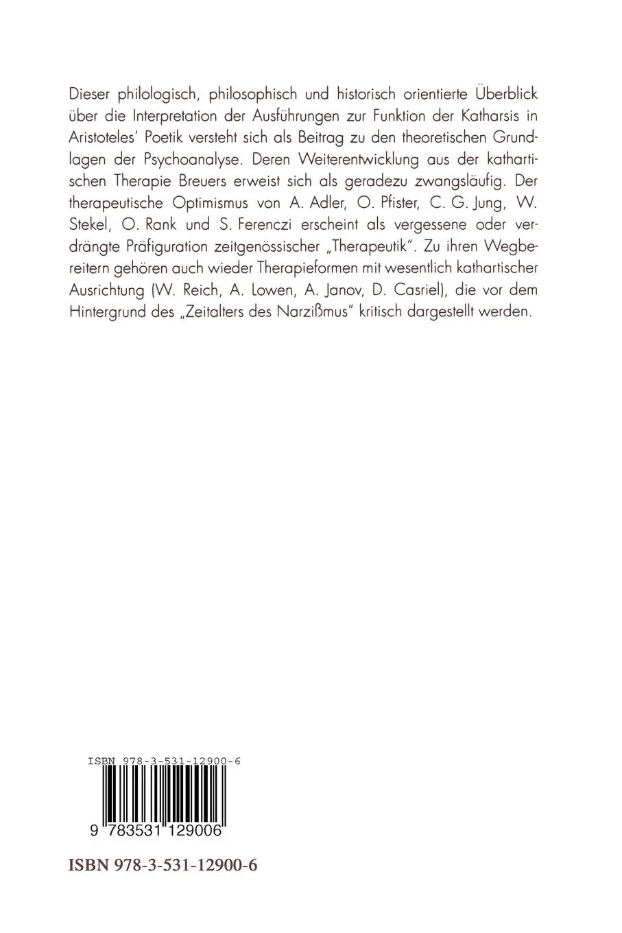 Rückseite: 9783531129006 | Katharsis | Paul Leuzinger | Taschenbuch | 444 S. | Deutsch | 1996