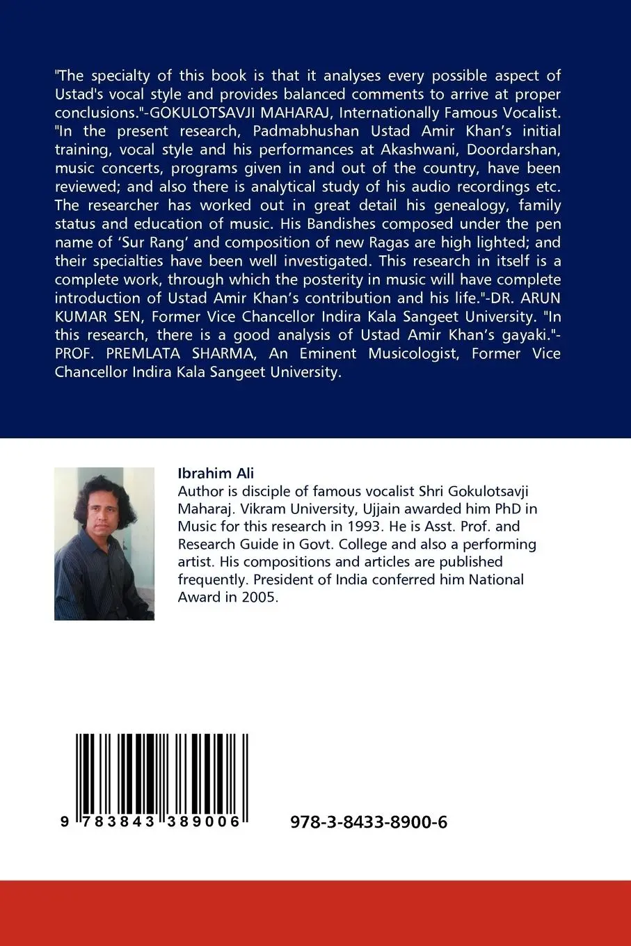 Rückseite: 9783843389006 | USTAD AMIR KHAN | Life and Contribution to Indian Classical Music