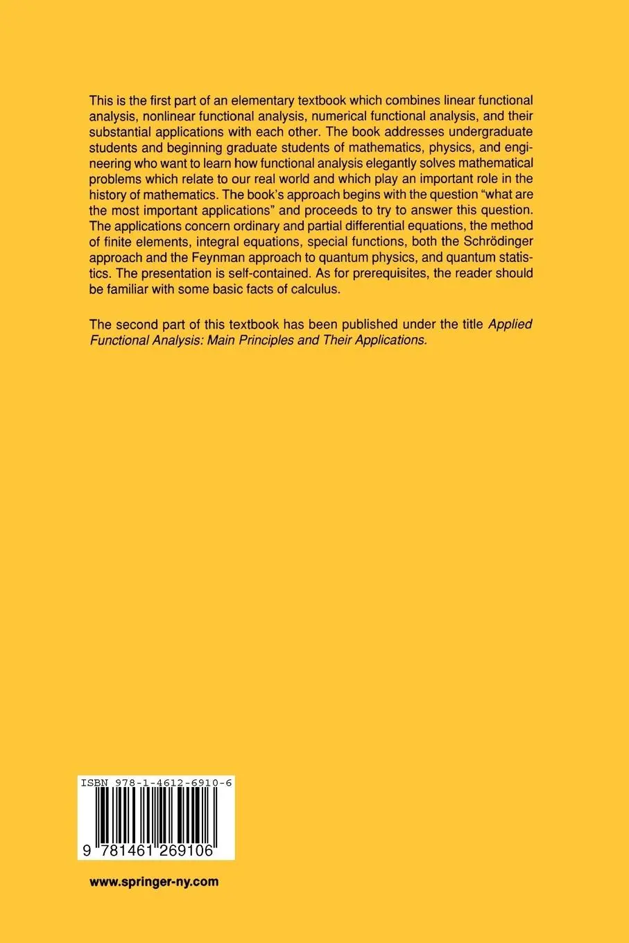 Rückseite: 9781461269106 | Applied Functional Analysis | Applications to Mathematical Physics