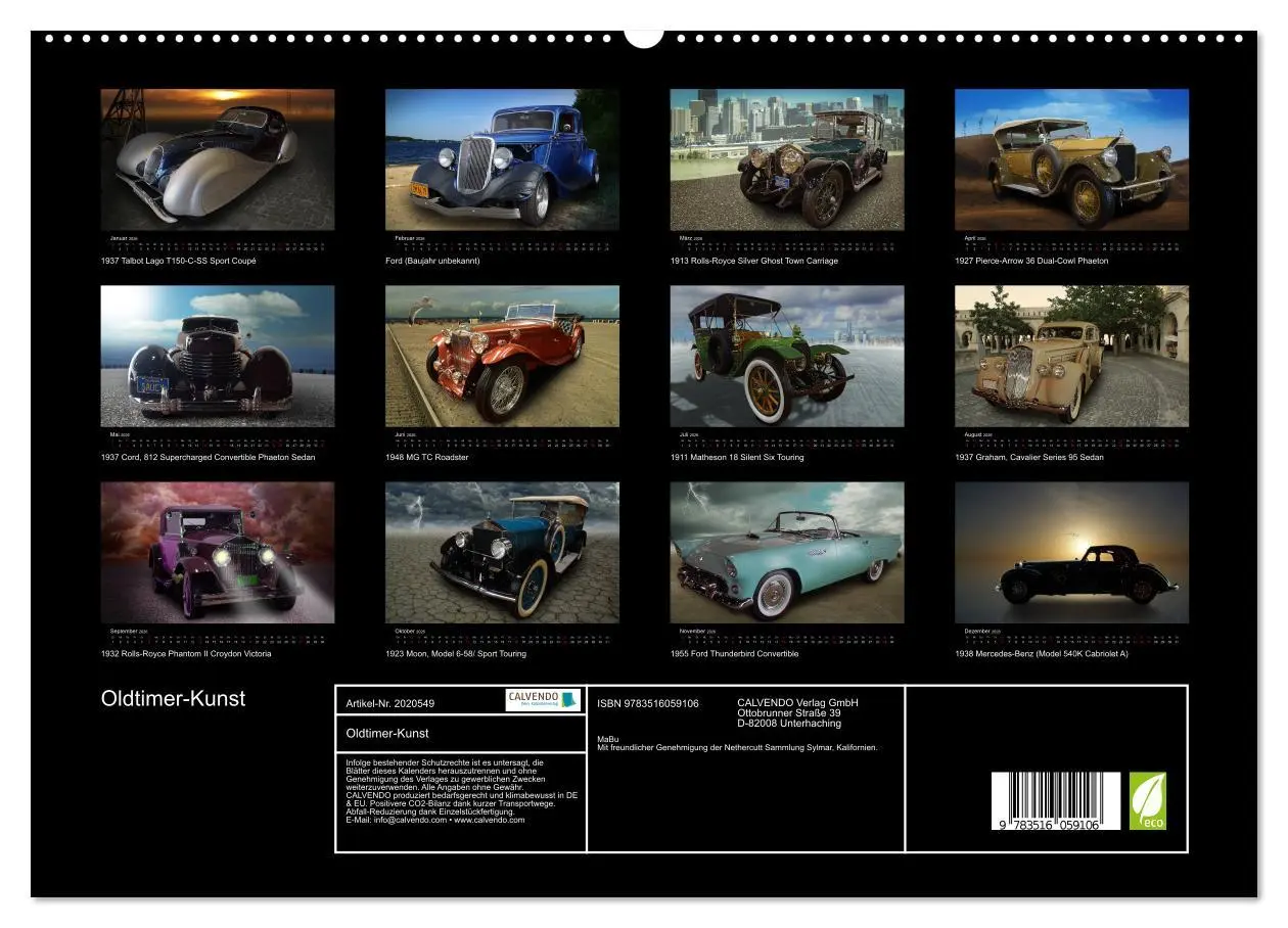 Bild: 9783516059106 | Oldtimer-Kunst (hochwertiger Premium Wandkalender 2026 DIN A2...