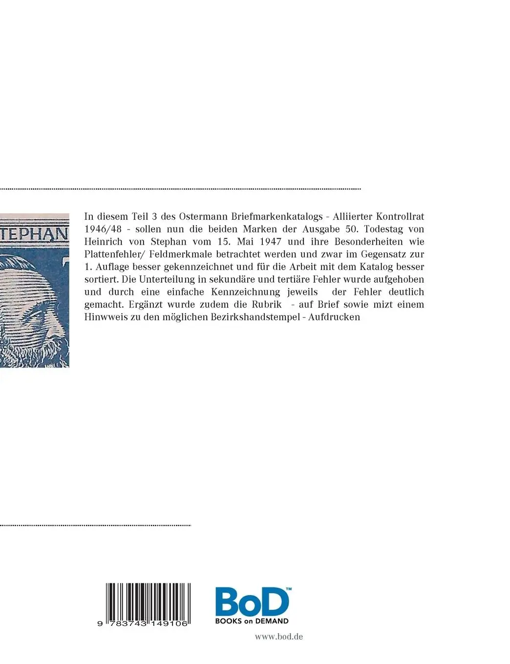 Rückseite: 9783743149106 | Briefmarkenkatalog | Albrecht Ostermann | Taschenbuch | 172 S. | 2017