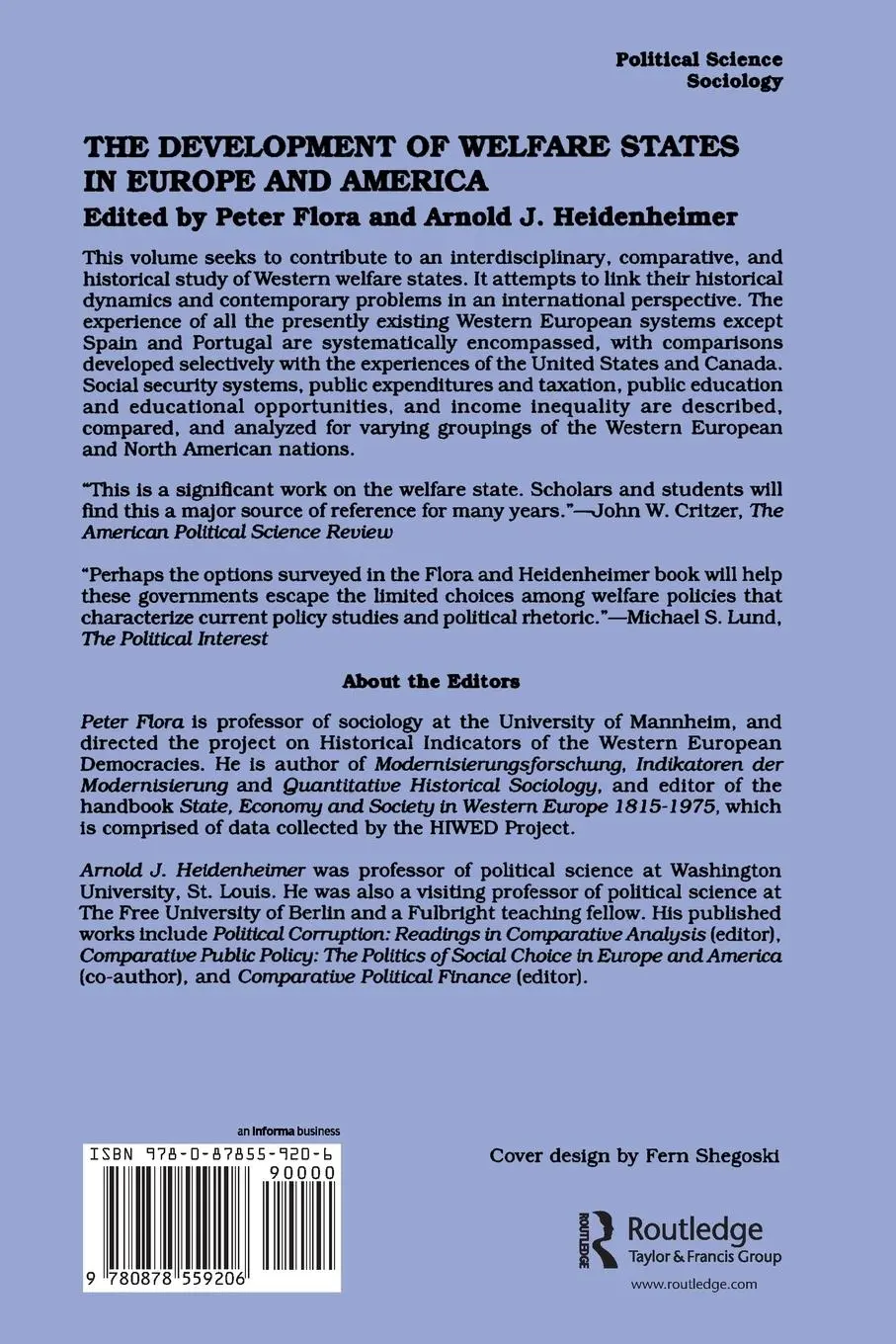 Rückseite: 9780878559206 | Development of Welfare States in Europe and America | Peter Flora
