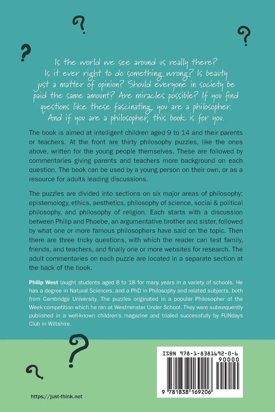 Rückseite: 9781838169206 | Just Think | Philosophy Puzzles for Children Aged 9 to 90 | West