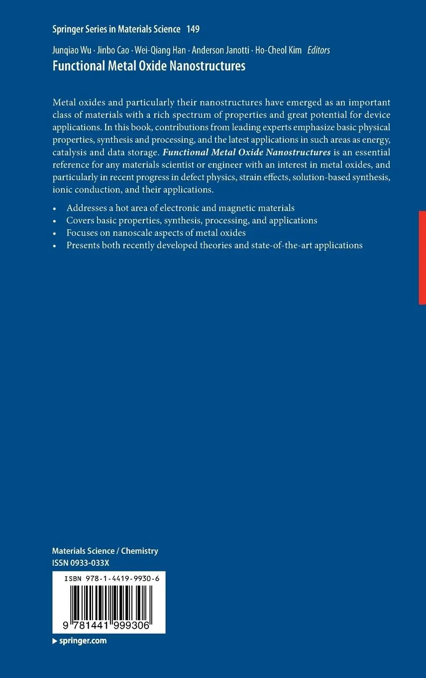 Rückseite: 9781441999306 | Functional Metal Oxide Nanostructures | Junqiao Wu (u. a.) | Buch | xi