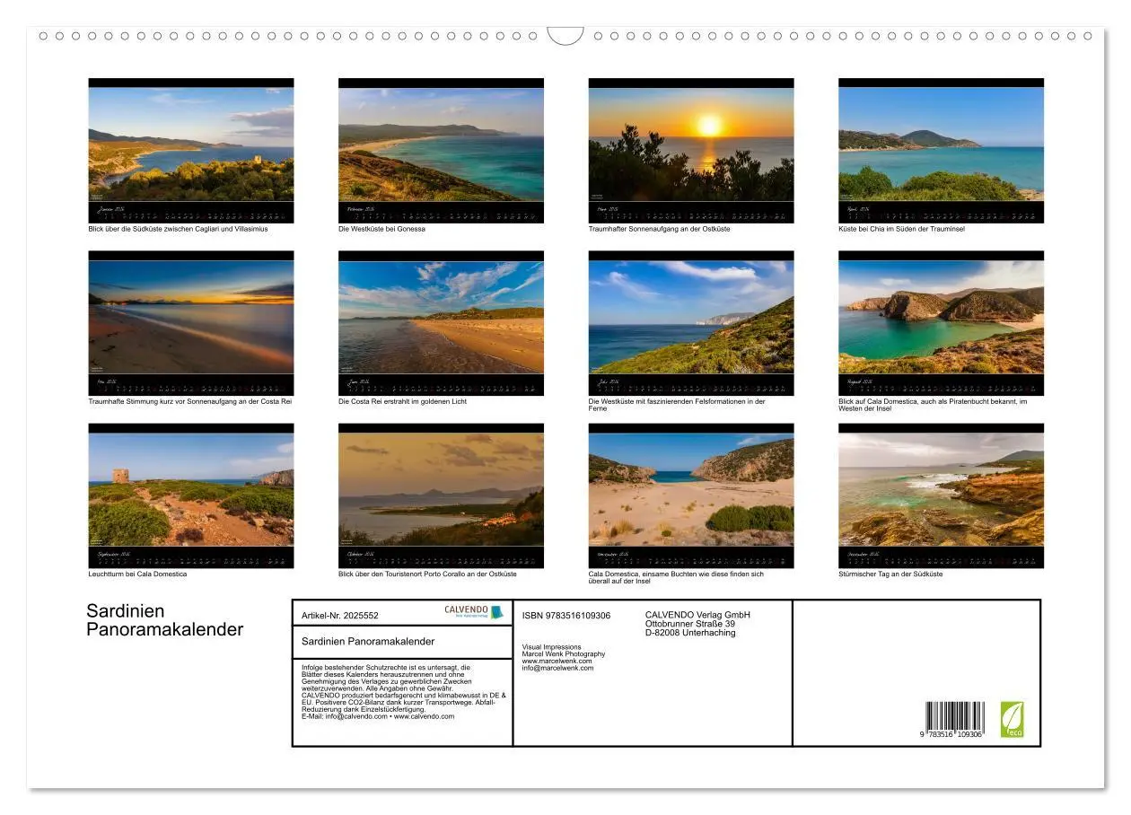 Bild: 9783516109306 | Sardinien Panoramakalender (Wandkalender 2026 DIN A2 quer),...
