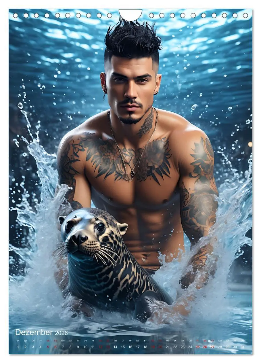 Bild: 9783516279306 | Athletische Kerle - Muskeln, Tattoos und Wassertiere (Wandkalender...