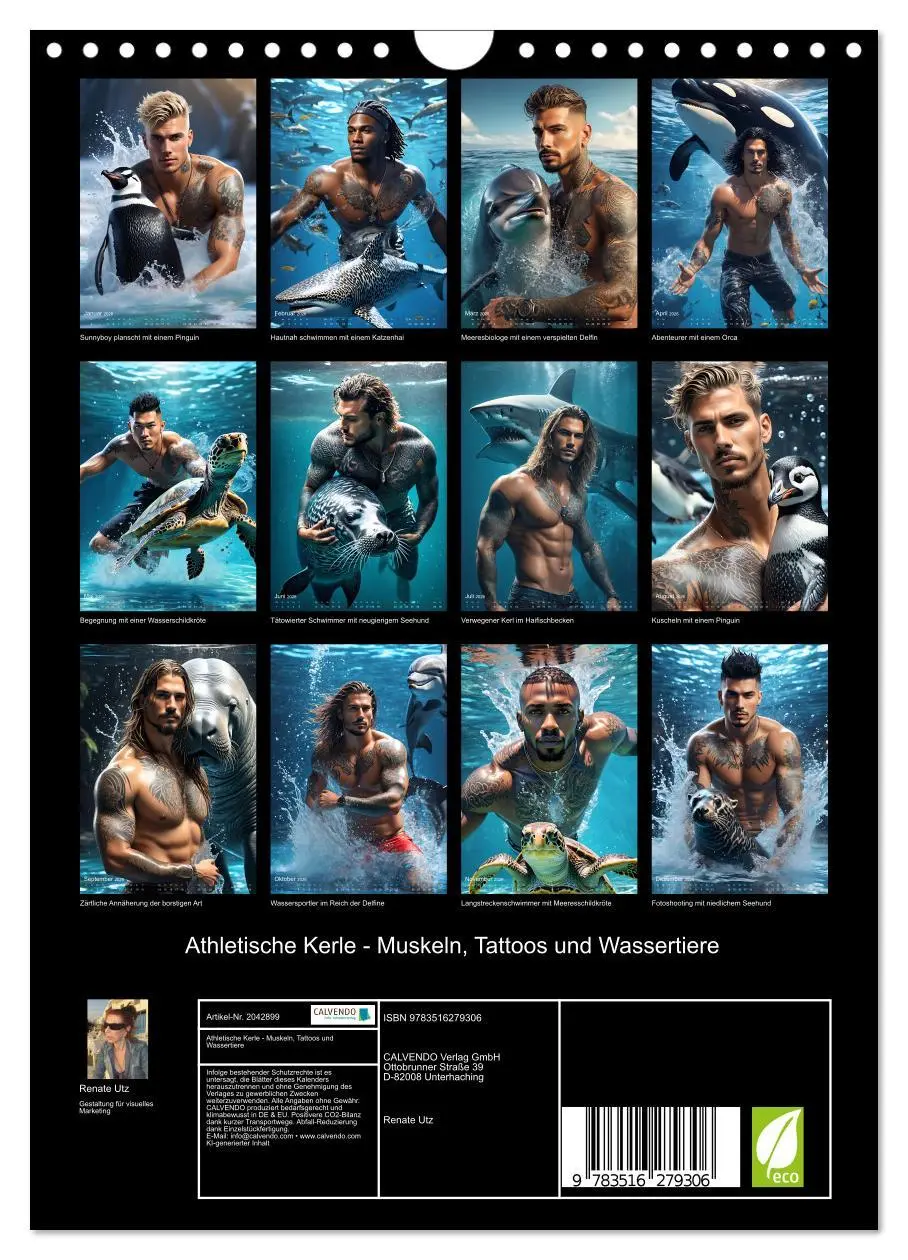 Bild: 9783516279306 | Athletische Kerle - Muskeln, Tattoos und Wassertiere (Wandkalender...