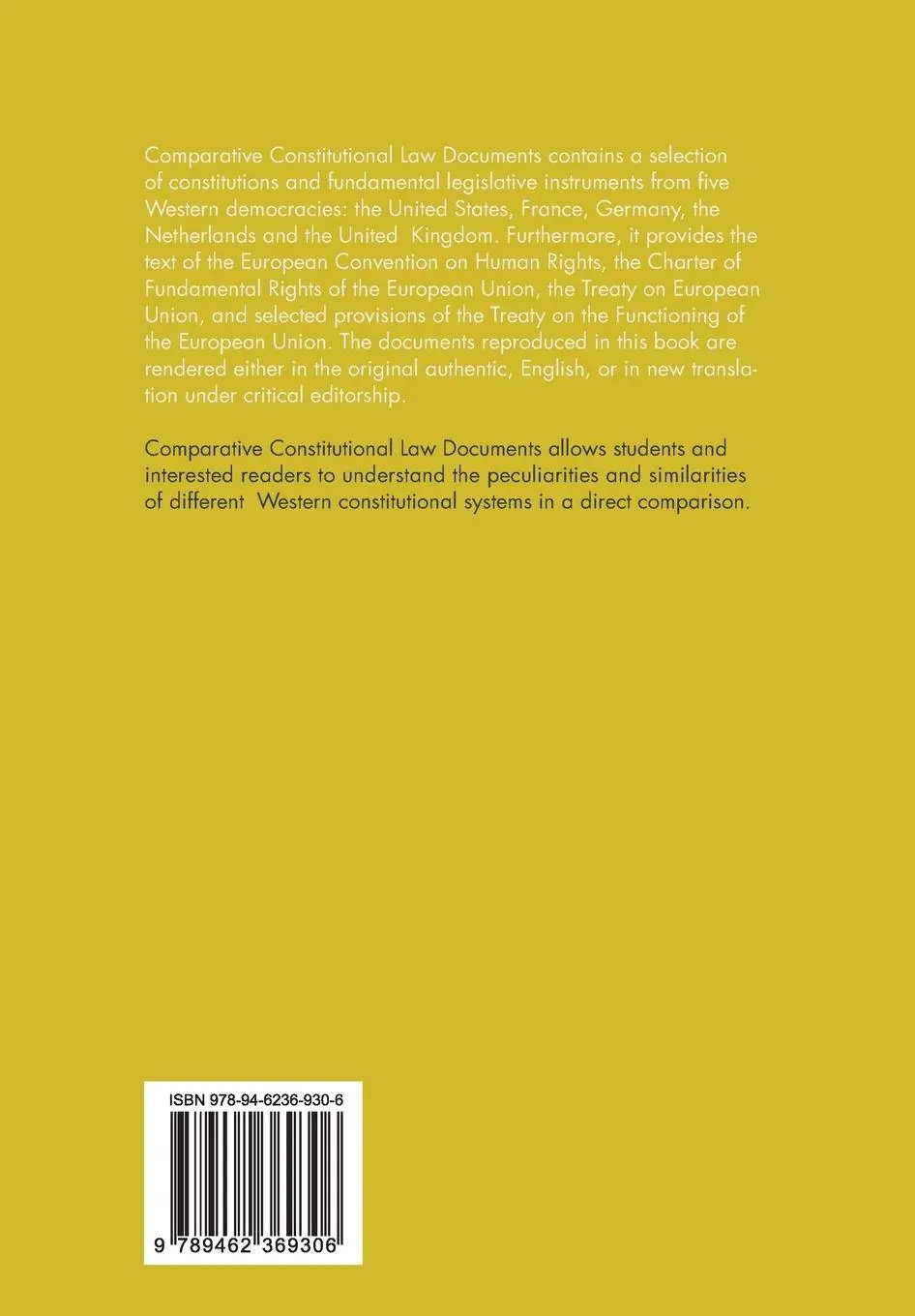 Rückseite: 9789462369306 | Comparative Constitutional Law Documents | Aalt Willem Heringa | Buch