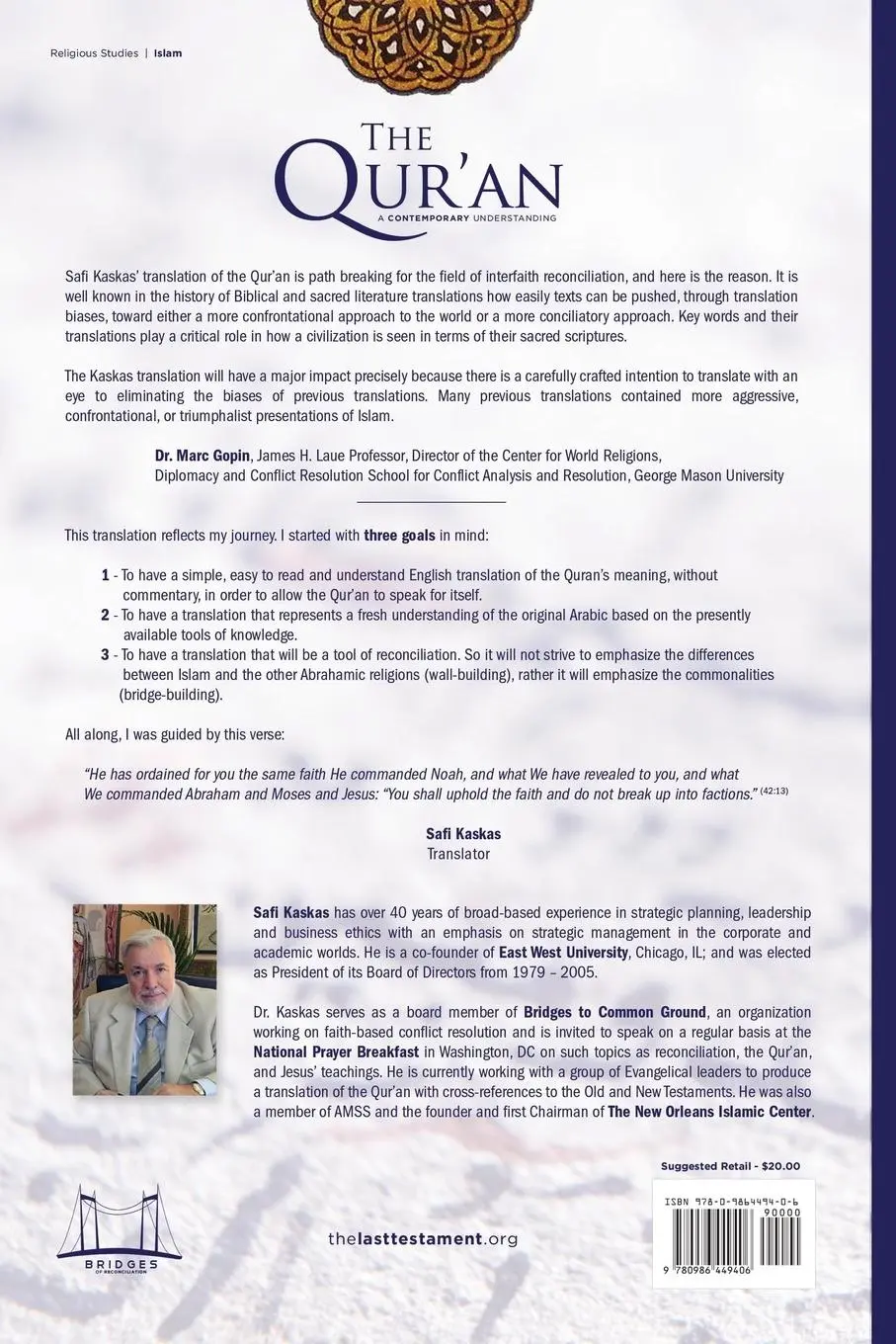 Rückseite: 9780986449406 | The Qur'an | A Contemporary Understanding | Safi Kaskas | Taschenbuch