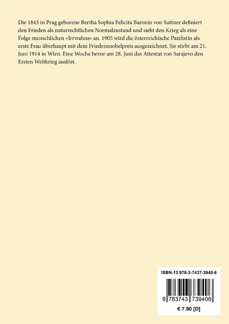 Rückseite: 9783743739406 | Eva Siebeck | Roman | Bertha Von Suttner | Taschenbuch | Paperback