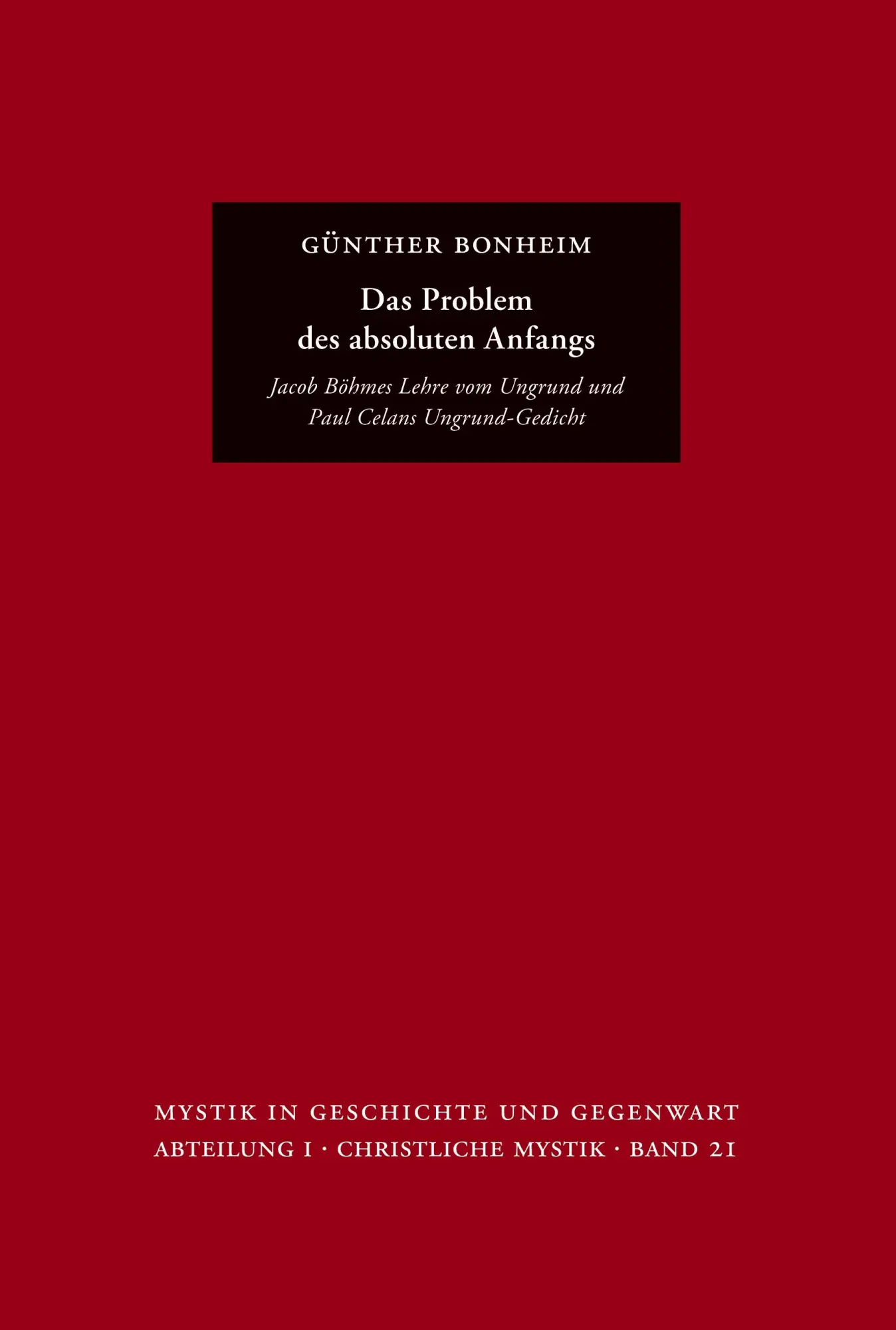 Cover: 9783772829406 | Das Problem des absoluten Anfangs | Günther Bonheim | Taschenbuch