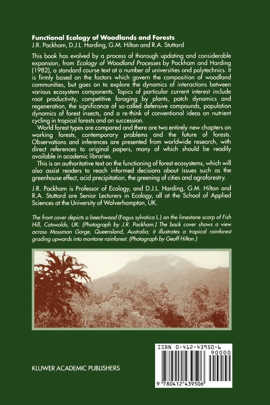 Rückseite: 9780412439506 | Functional Ecology of Woodlands and Forests | J. R. Packham (u. a.)