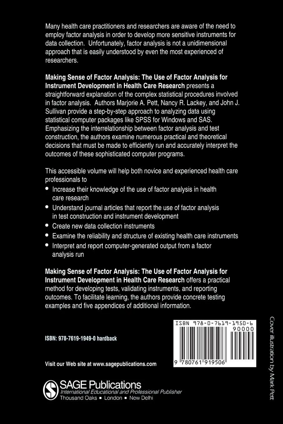 Rückseite: 9780761919506 | Making Sense of Factor Analysis | Marjorie A. Pett (u. a.) | Buch