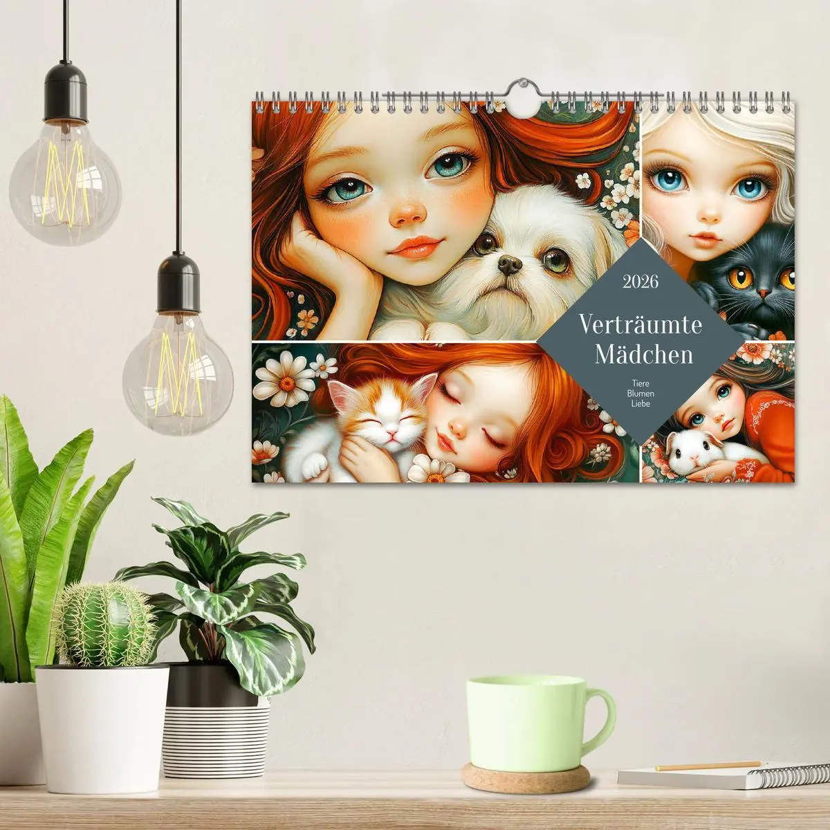 Bild: 9783457309506 | Verträumte Mädchen. Tiere, Blumen, Liebe. (Wandkalender 2026 DIN A4...