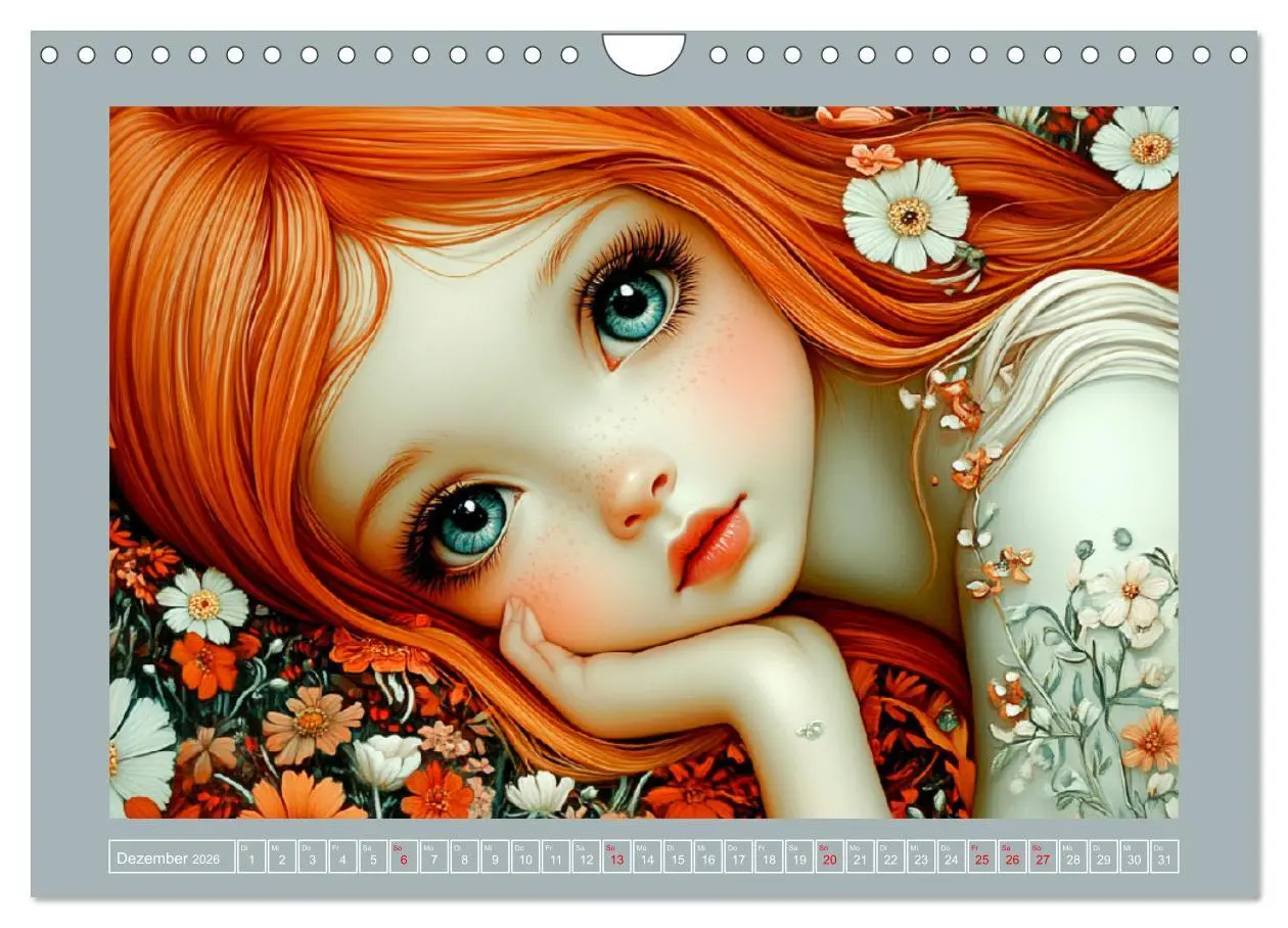 Bild: 9783457309506 | Verträumte Mädchen. Tiere, Blumen, Liebe. (Wandkalender 2026 DIN A4...