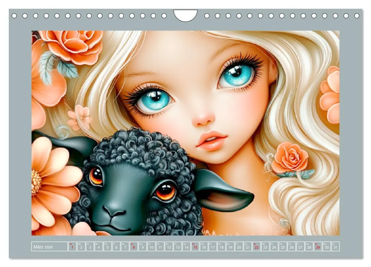 Bild: 9783457309506 | Verträumte Mädchen. Tiere, Blumen, Liebe. (Wandkalender 2026 DIN A4...