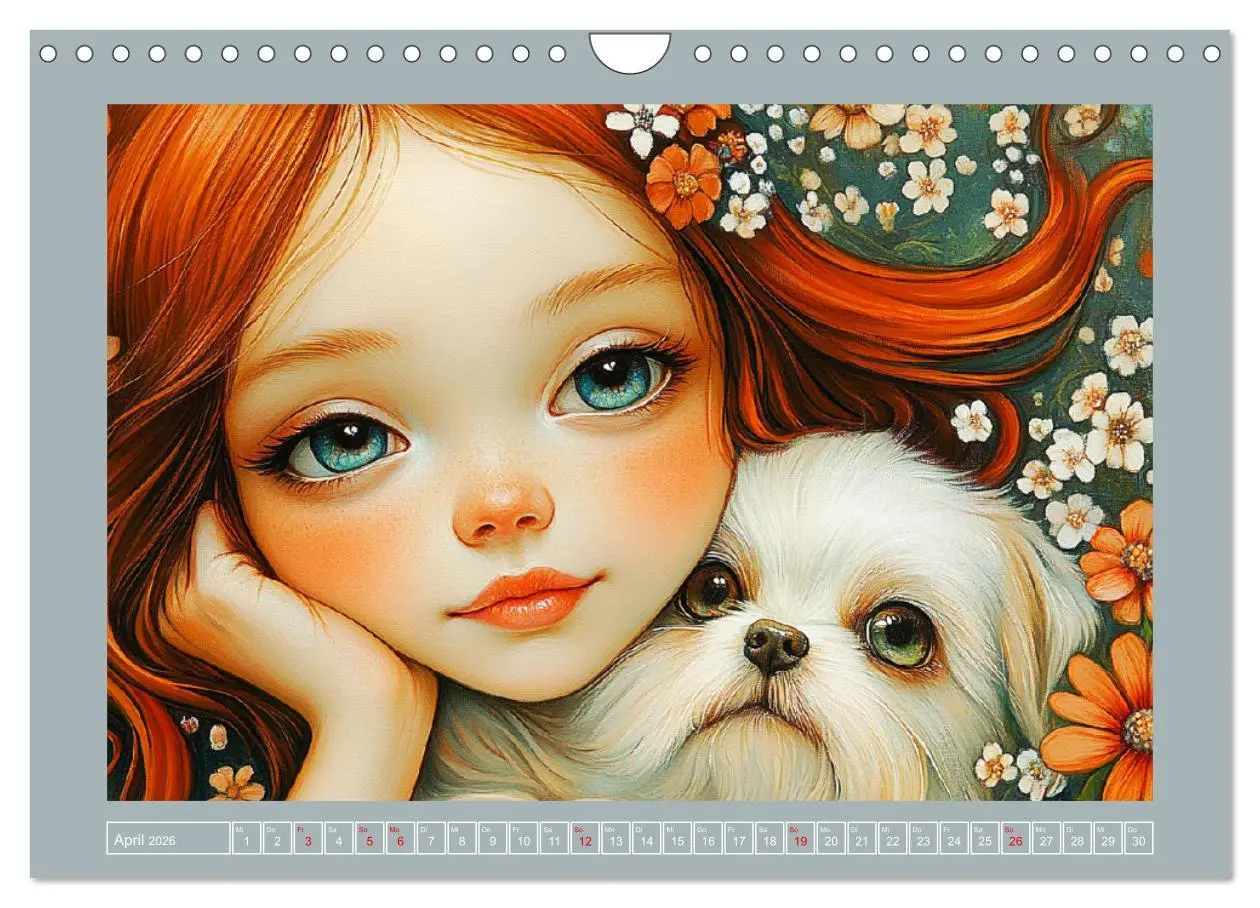 Bild: 9783457309506 | Verträumte Mädchen. Tiere, Blumen, Liebe. (Wandkalender 2026 DIN A4...