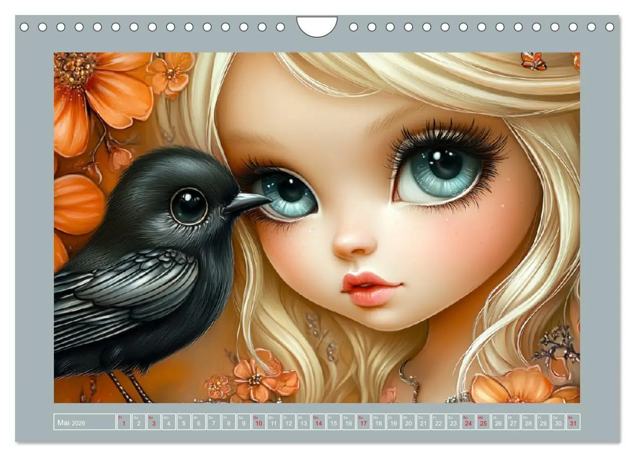 Bild: 9783457309506 | Verträumte Mädchen. Tiere, Blumen, Liebe. (Wandkalender 2026 DIN A4...