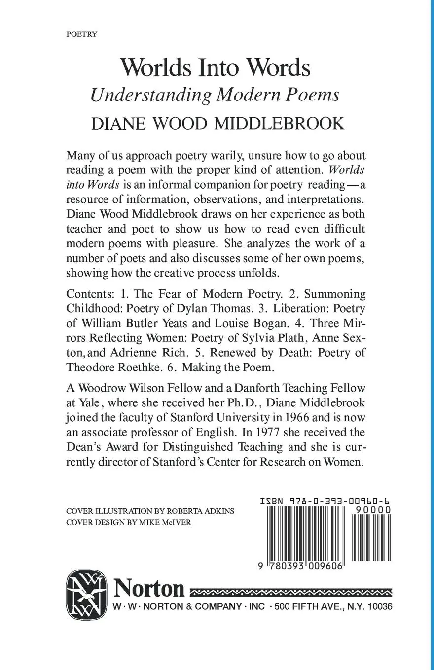 Rückseite: 9780393009606 | Worlds Into Words | Understanding Modern Poems | Middlebrook (u. a.)