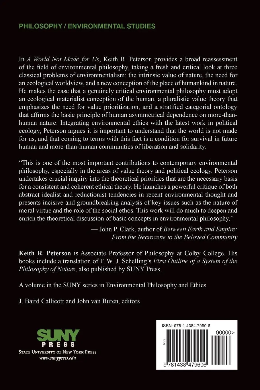 Rückseite: 9781438479606 | A World Not Made for Us | Topics in Critical Environmental Philosophy