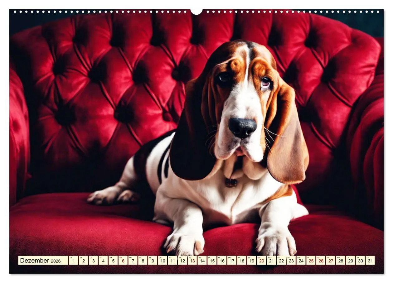 Bild: 9783457399606 | Basset Hound - unverkennbar (Wandkalender 2026 DIN A2 quer),...