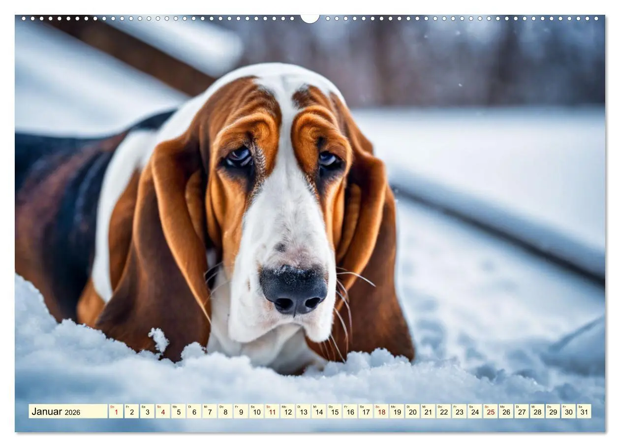 Bild: 9783457399606 | Basset Hound - unverkennbar (Wandkalender 2026 DIN A2 quer),...