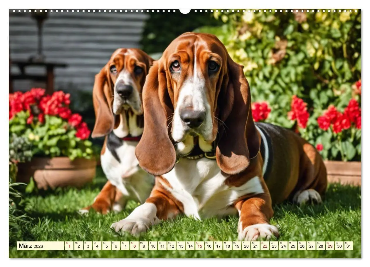 Bild: 9783457399606 | Basset Hound - unverkennbar (Wandkalender 2026 DIN A2 quer),...