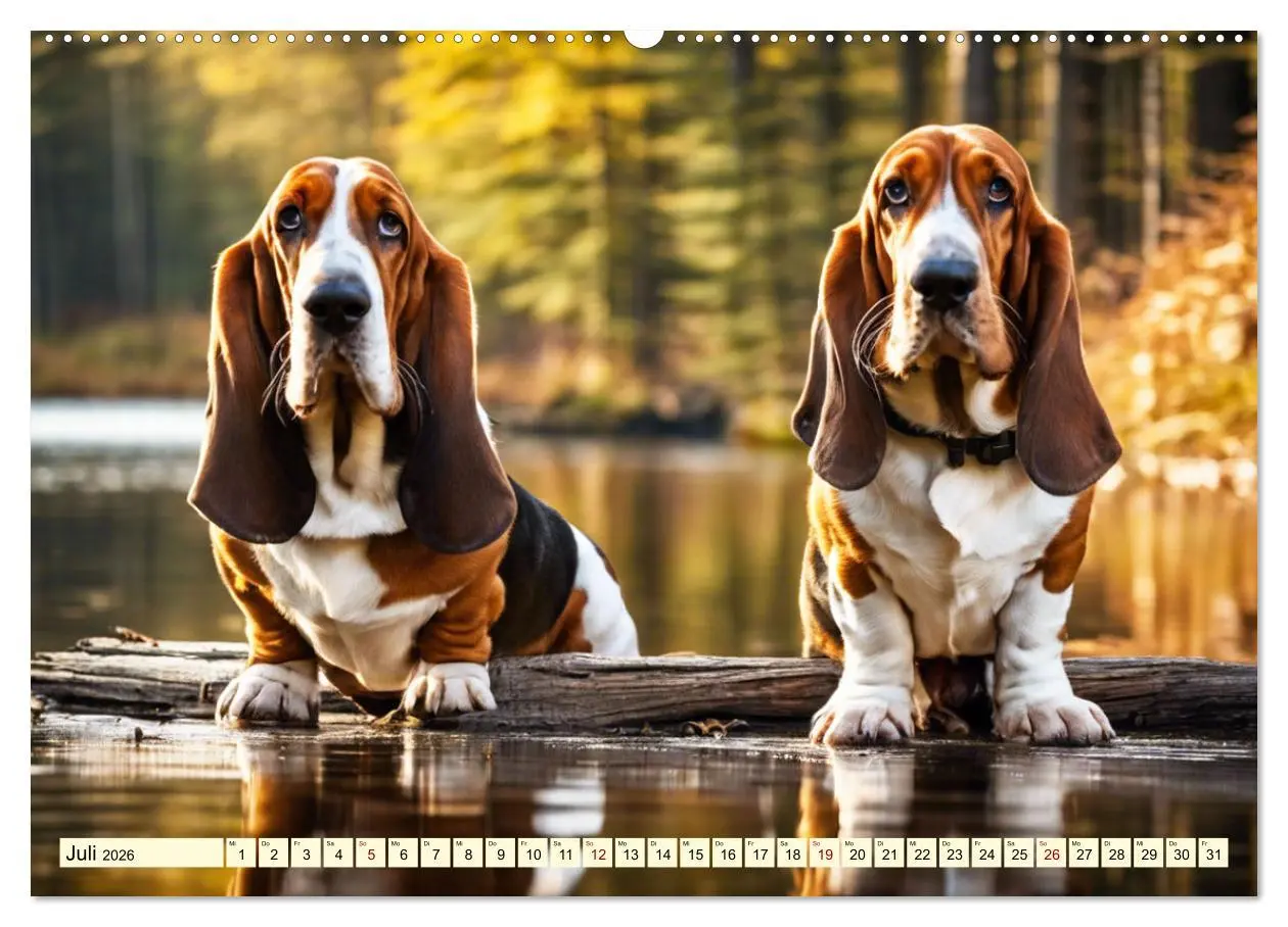 Bild: 9783457399606 | Basset Hound - unverkennbar (Wandkalender 2026 DIN A2 quer),...