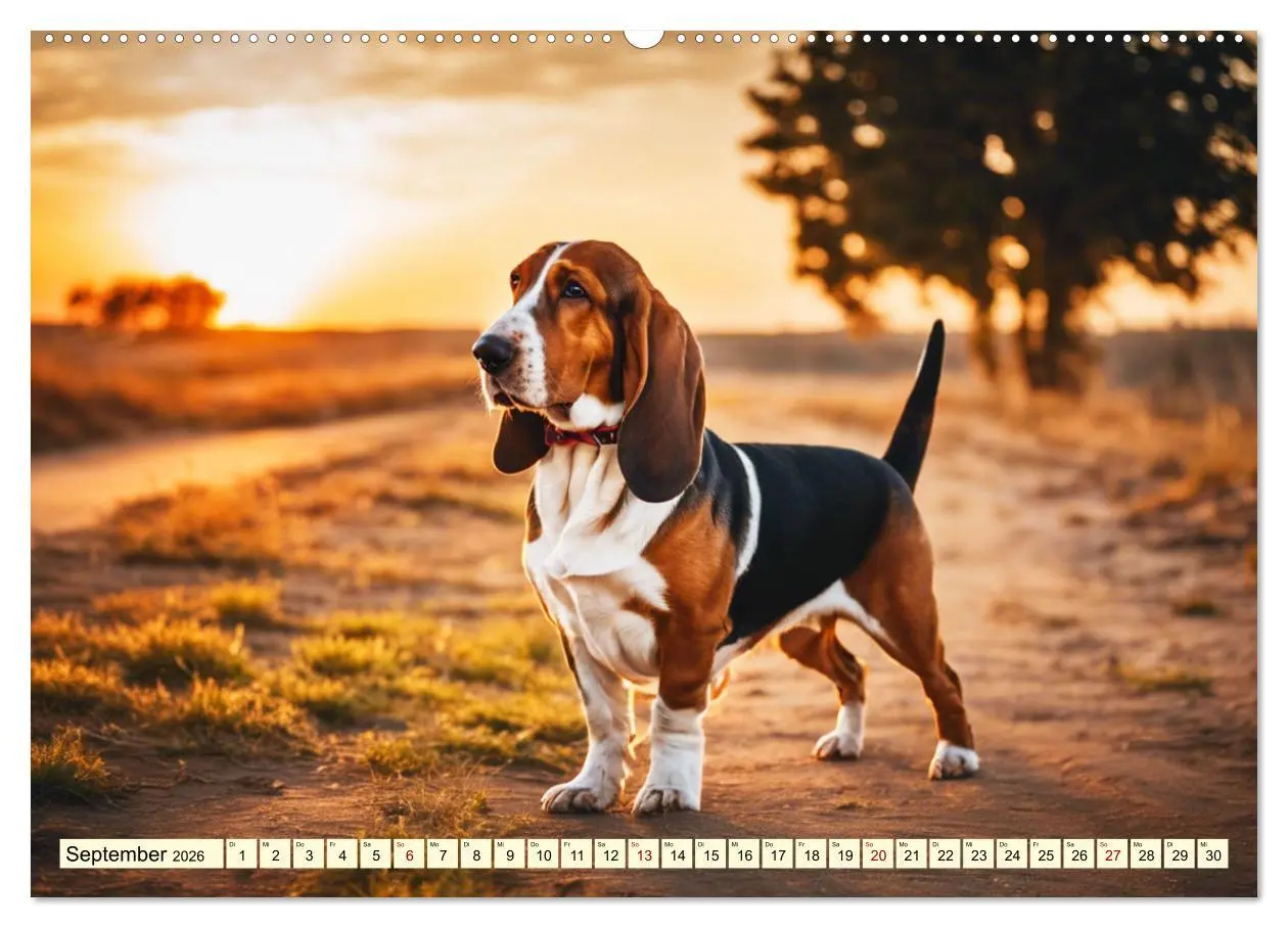 Bild: 9783457399606 | Basset Hound - unverkennbar (Wandkalender 2026 DIN A2 quer),...