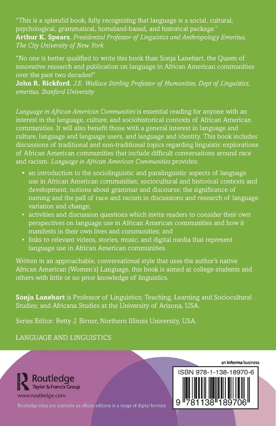 Rückseite: 9781138189706 | Language in African American Communities | Sonja Lanehart | Buch