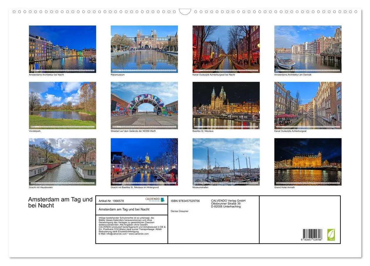 Bild: 9783457529706 | Amsterdam am Tag und bei Nacht (Wandkalender 2026 DIN A2 quer),...