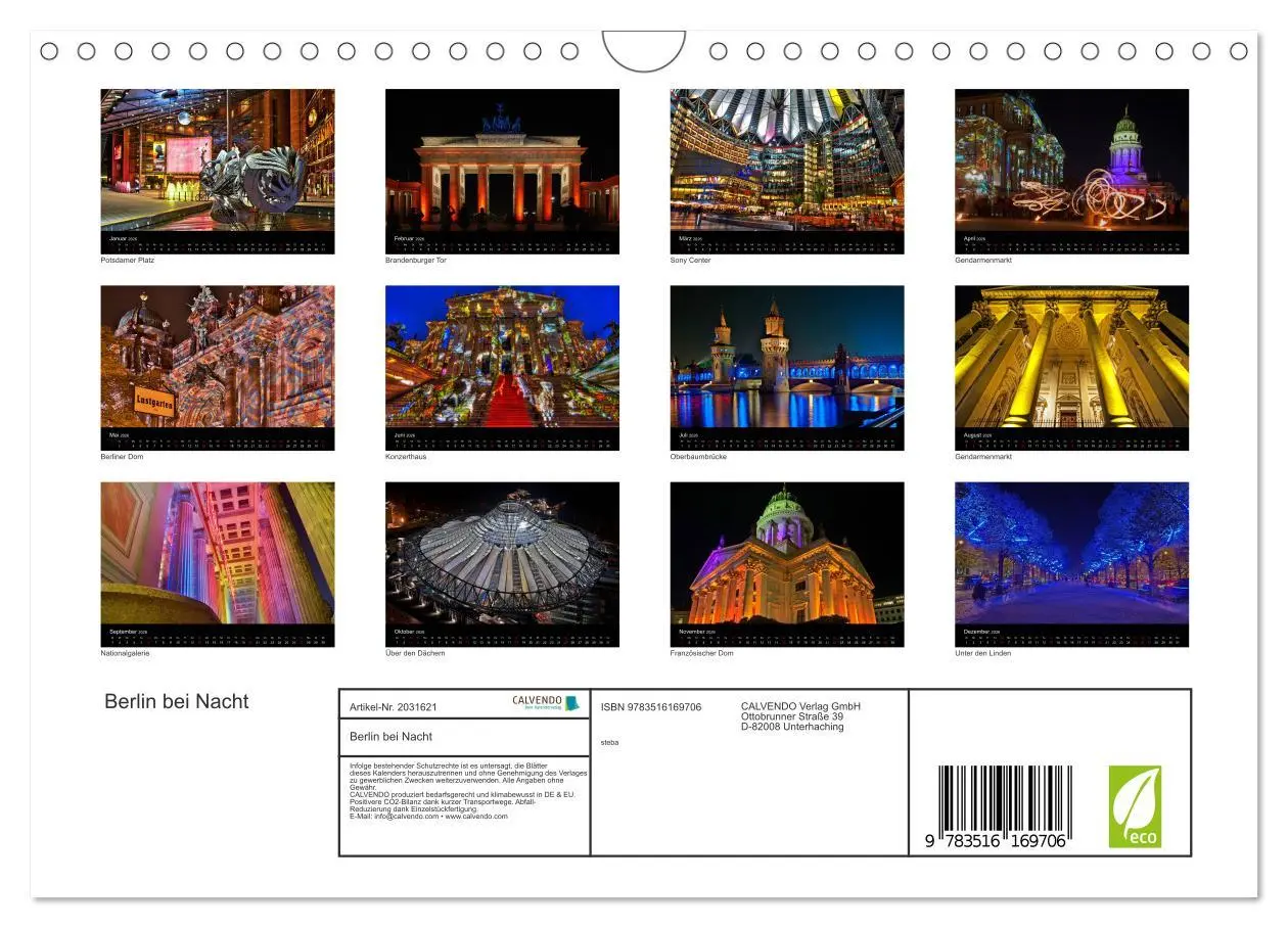Bild: 9783516169706 | Berlin bei Nacht (Wandkalender 2026 DIN A4 quer), CALVENDO...