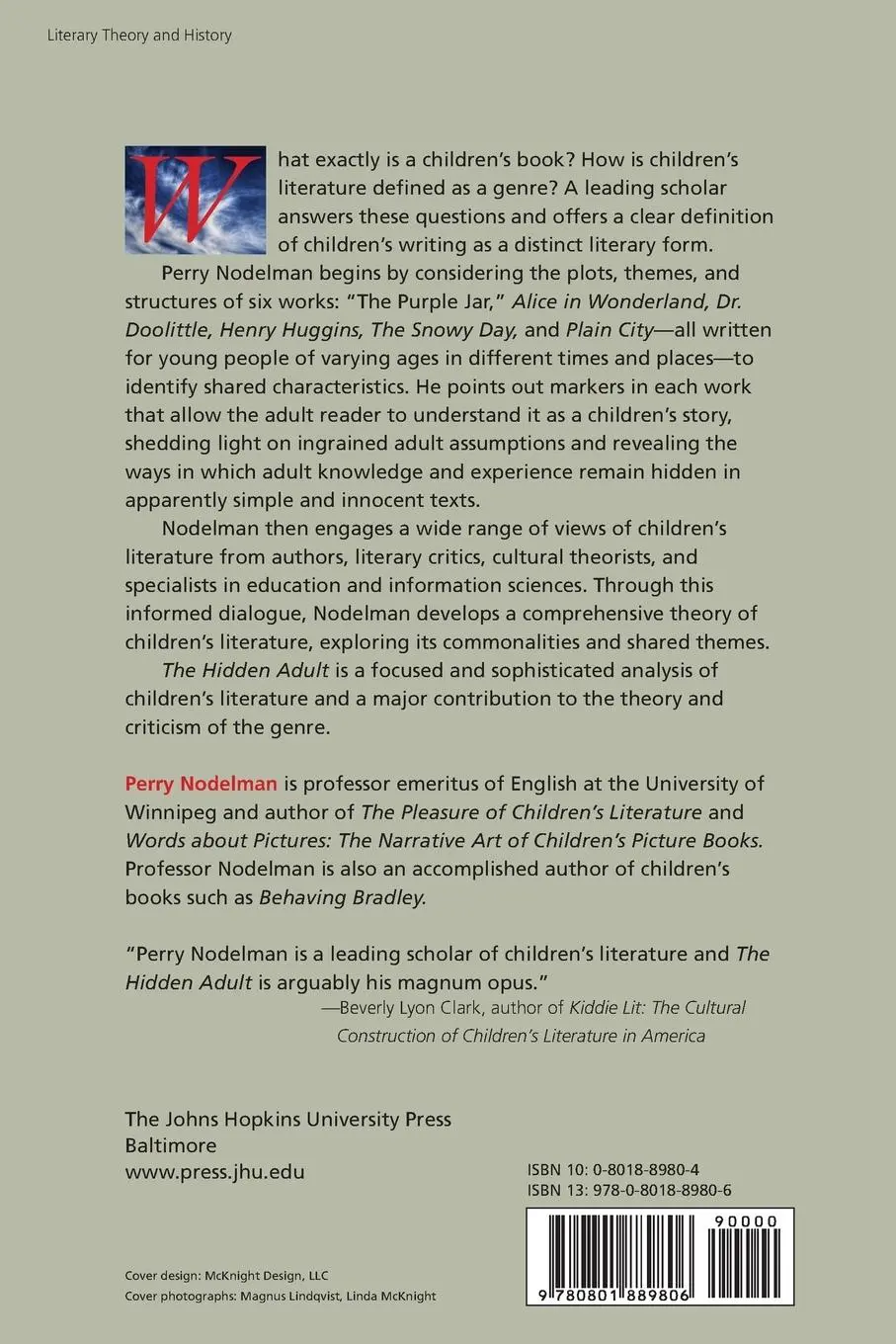 Rückseite: 9780801889806 | The Hidden Adult | Defining Children's Literature | Perry Nodelman