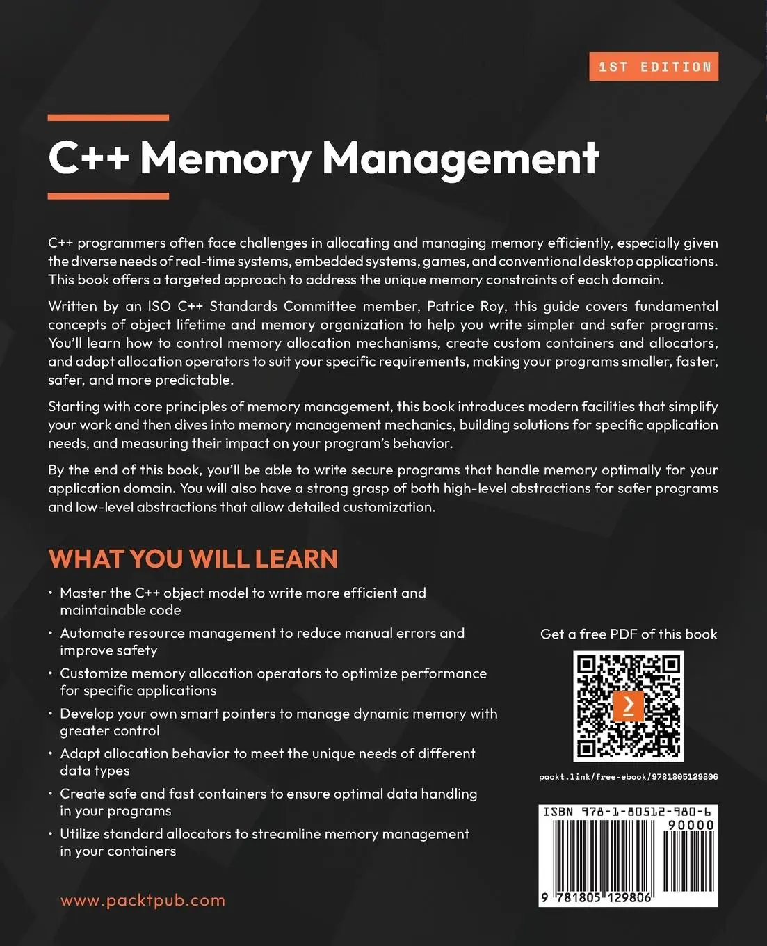 Rückseite: 9781805129806 | C++ Memory Management | Patrice Roy | Taschenbuch | Englisch | 2025