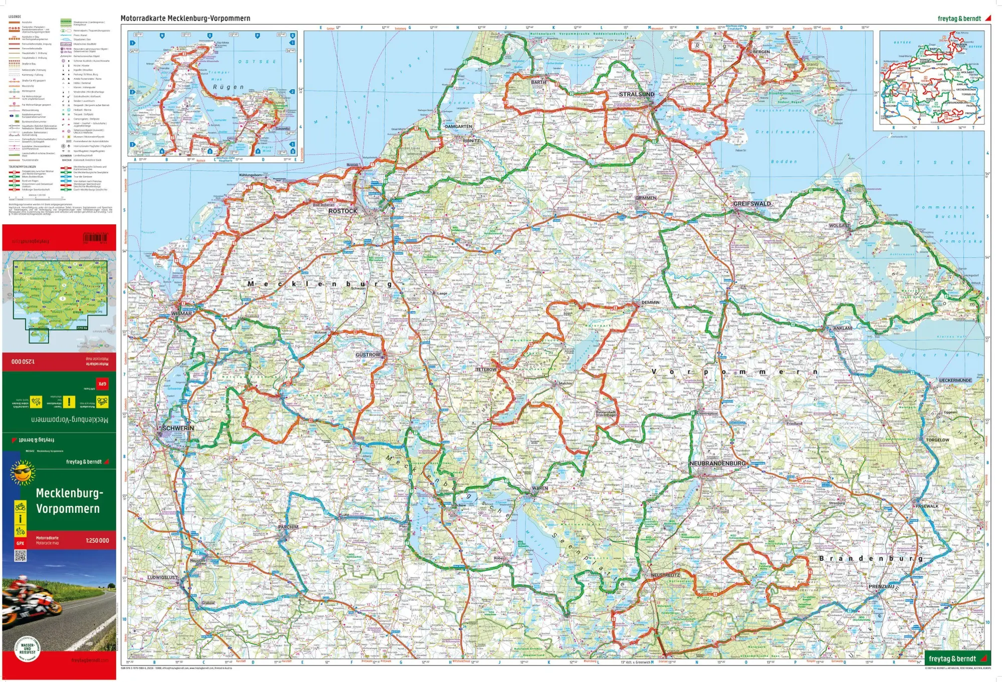 Bild: 9783707919806 | Mecklenburg-Vorpommern, Motorradkarte 1:250.000, freytag &amp; berndt