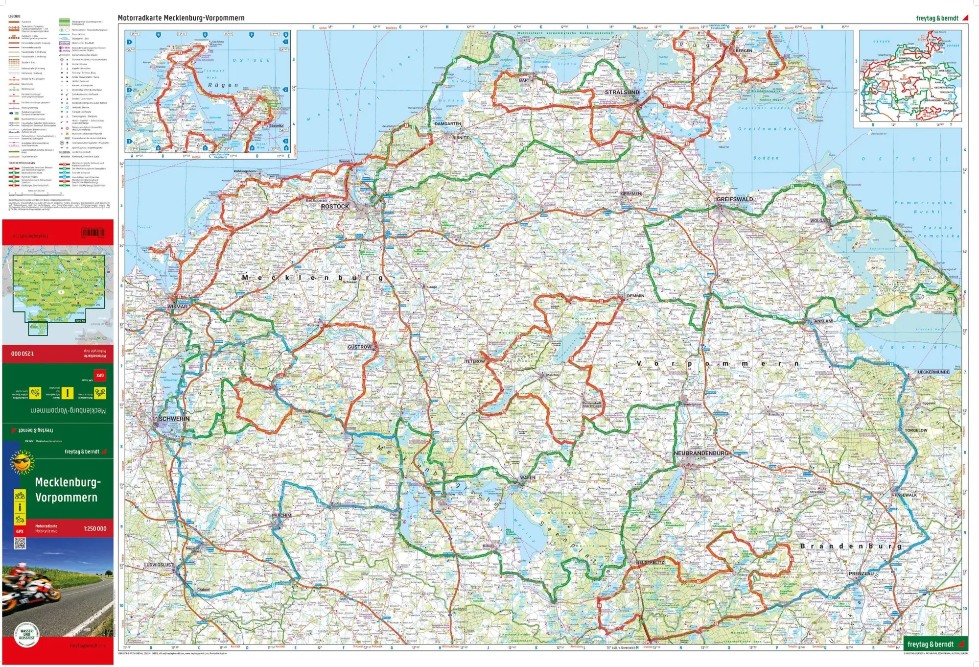 Bild: 9783707919806 | Mecklenburg-Vorpommern, Motorradkarte 1:250.000, freytag &amp; berndt