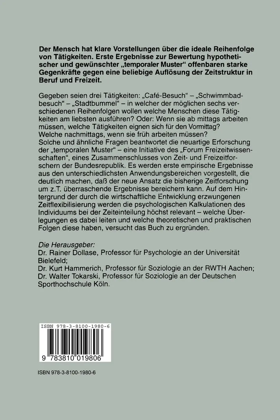 Rückseite: 9783810019806 | Temporale Muster | Die ideale Reihenfolge der Tätigkeiten | Buch