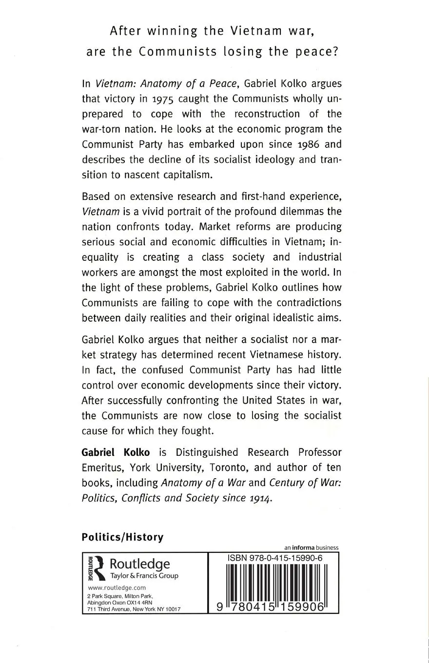 Rückseite: 9780415159906 | Vietnam | Anatomy of a Peace | Gabriel Kolko | Taschenbuch | Englisch