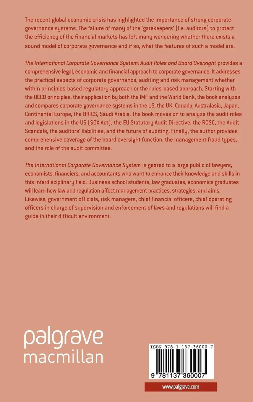 Rückseite: 9781137360007 | The International Corporate Governance System | F. Lessambo | Buch