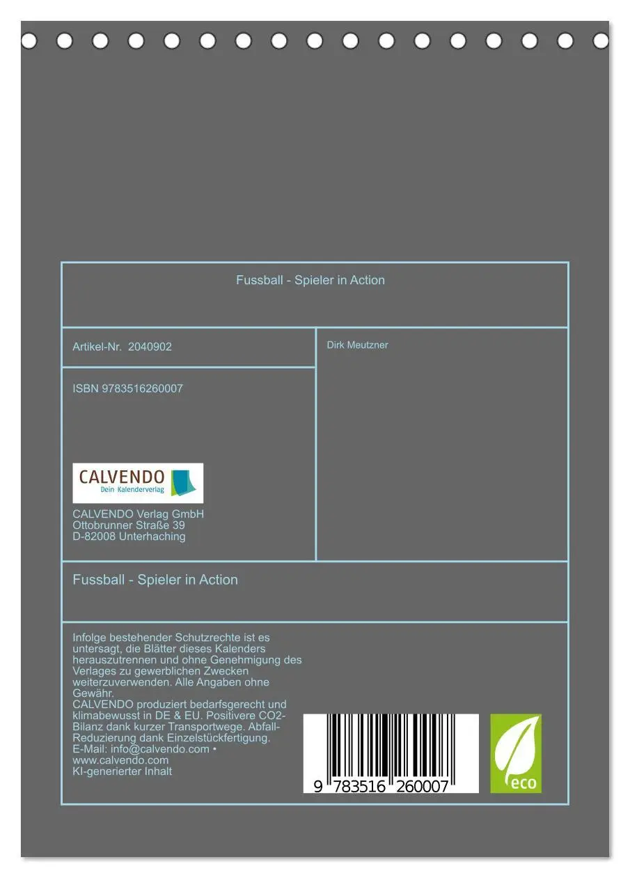 Bild: 9783516260007 | Fussball - Spieler in Action (Tischkalender 2026 DIN A5 hoch),...