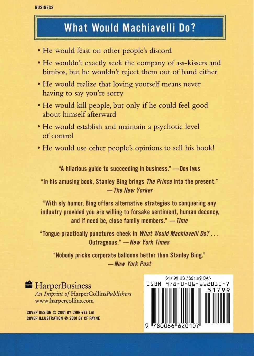 Rückseite: 9780066620107 | What Would Machiavelli Do? | Stanley Bing | Taschenbuch | Englisch