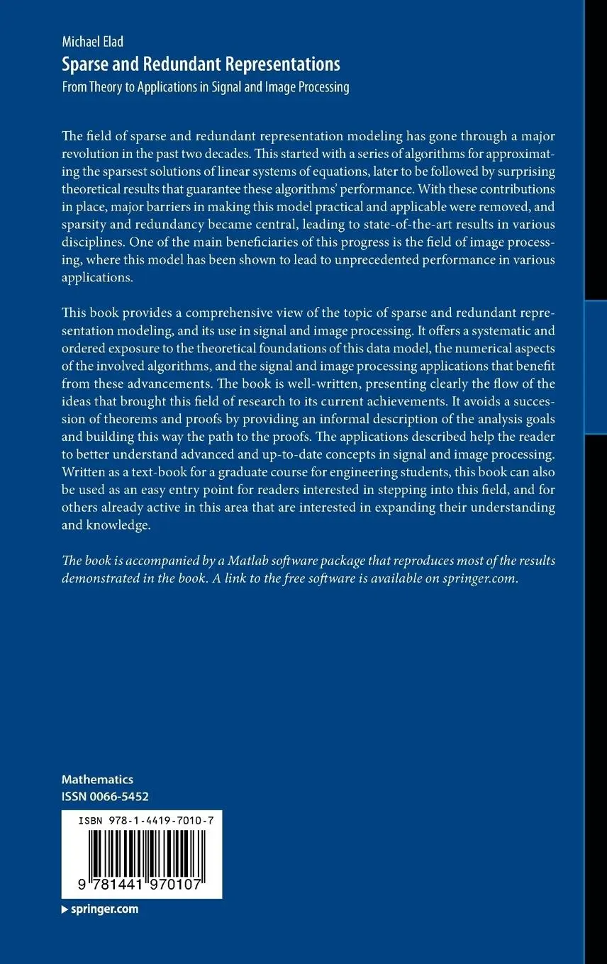 Rückseite: 9781441970107 | Sparse and Redundant Representations | Michael Elad | Buch | xx | 2010