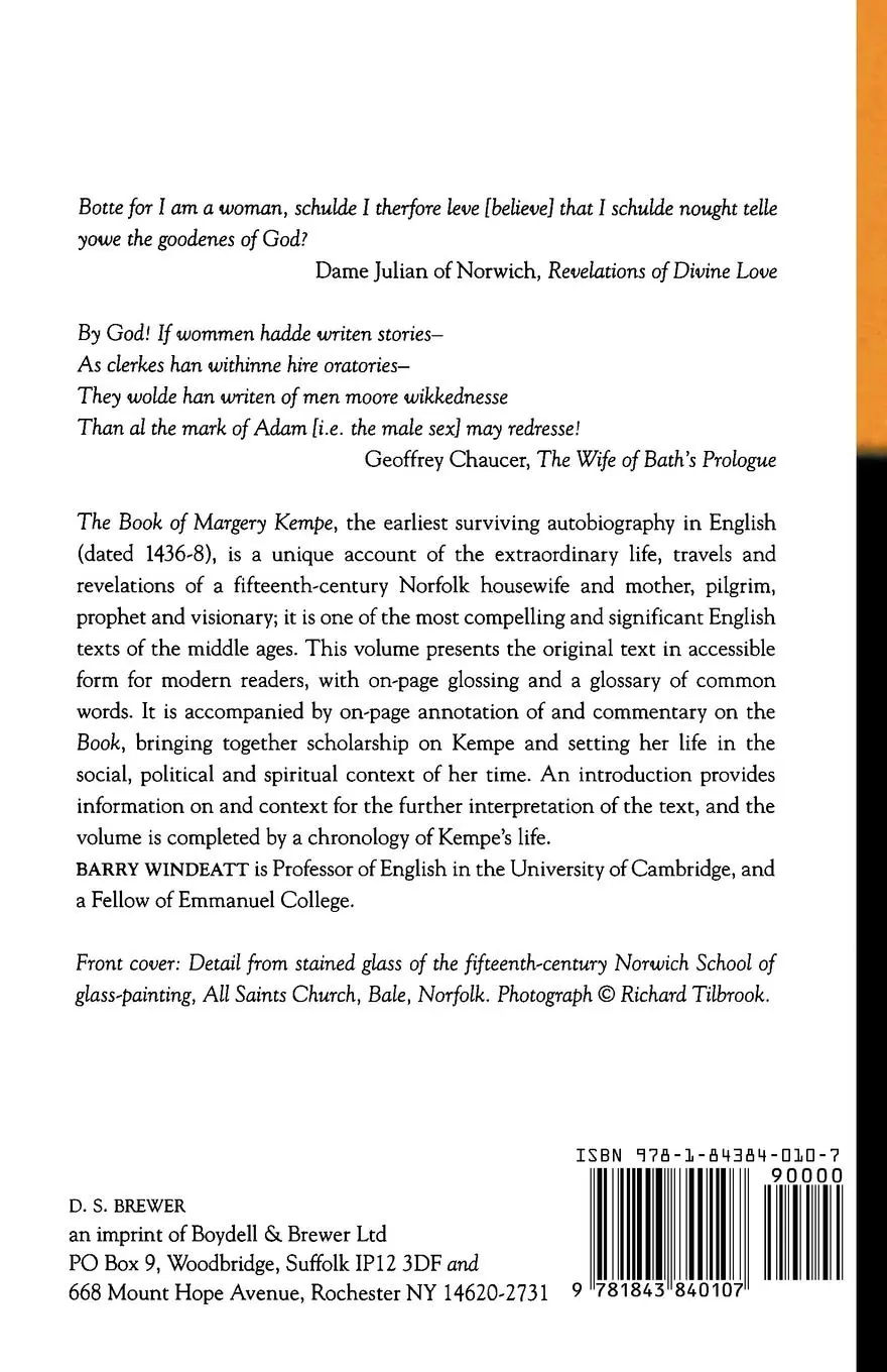 Rückseite: 9781843840107 | The Book of Margery Kempe: Annotated Edition | Barry A Windeatt | Buch
