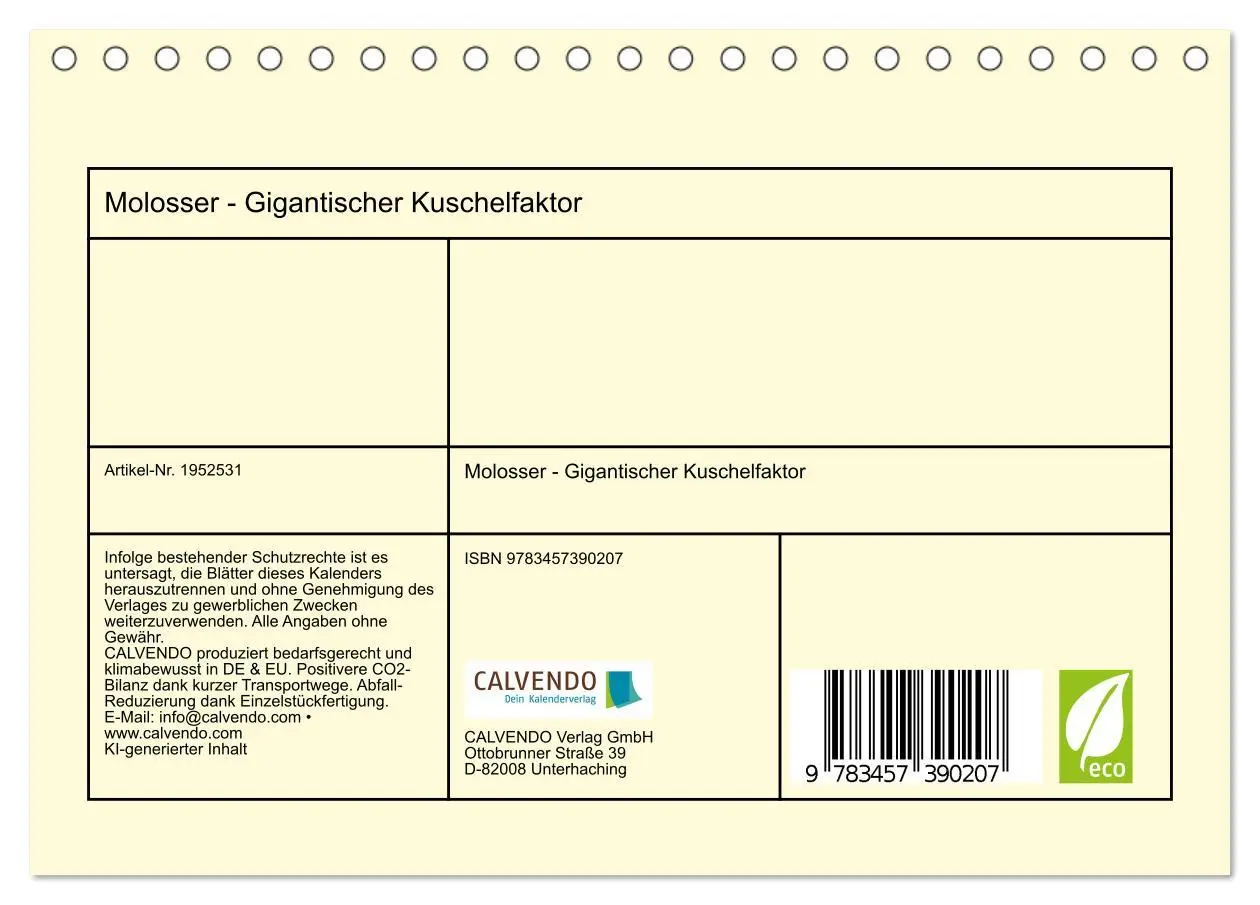 Bild: 9783457390207 | Molosser - Gigantischer Kuschelfaktor (Tischkalender 2026 DIN A5...