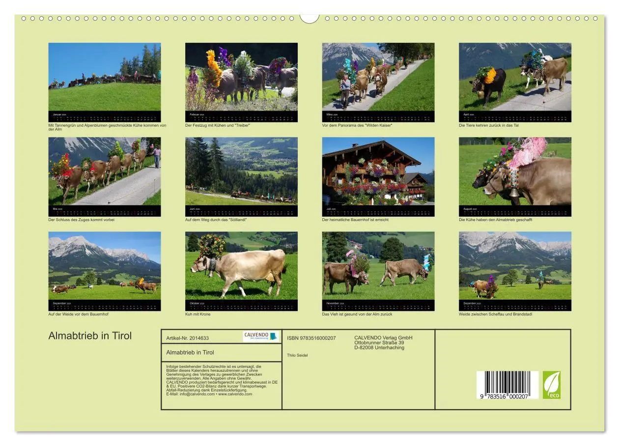 Bild: 9783516000207 | Almabtrieb in Tirol (hochwertiger Premium Wandkalender 2026 DIN A2...