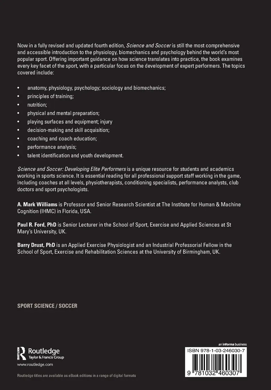 Rückseite: 9781032460307 | Science and Soccer | Developing Elite Performers | Williams (u. a.)