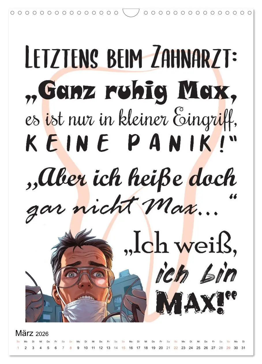Bild: 9783516300307 | Zahnarztsprüche (Wandkalender 2026 DIN A3 hoch), CALVENDO...