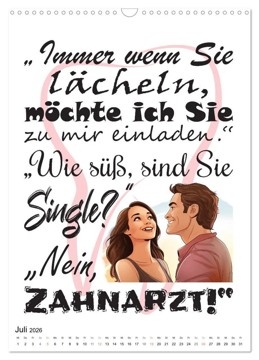 Bild: 9783516300307 | Zahnarztsprüche (Wandkalender 2026 DIN A3 hoch), CALVENDO...